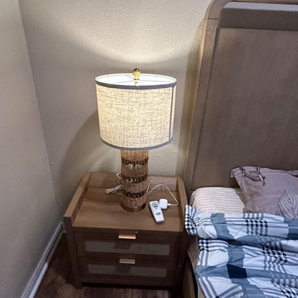 NEW Set of 2  Rattan Decorative 28" Table Lamps with E26 Socket&Rotary Switch, - Picture 9 of 9